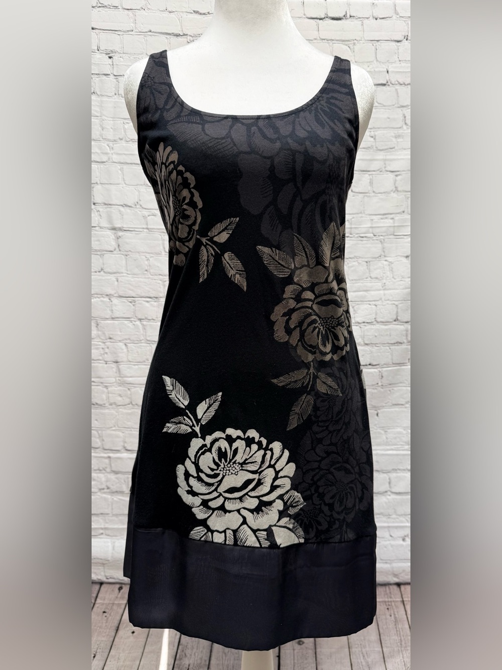 Express Black Tank Dress with Silver Floral Print - Picture 2 of 5